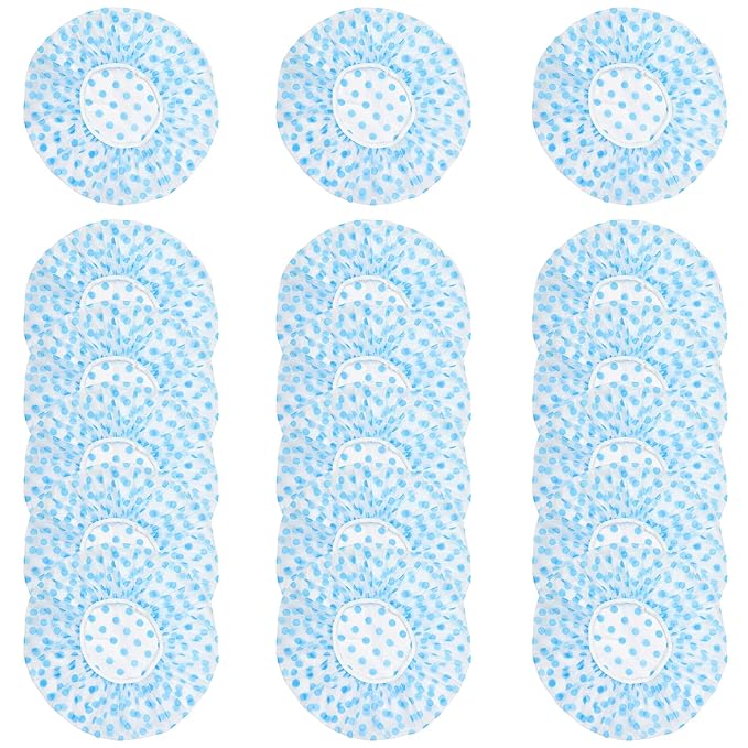 18 Pack Shower Caps for Women, Waterproof Reusable & Disposable Adjustable Bath by Unknown