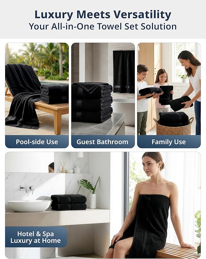 LANE LINEN 100% Cotton Bath Towels 4 Pack - Image 7
