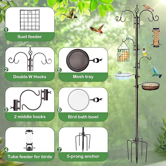 YINGYM Bird Feeding Station Kit, 87 Inches Bird Feeder Pole - Image 3
