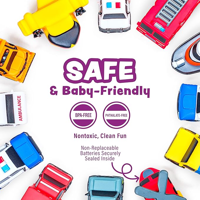 Tub Works® Emergency™ Cars Light Up Bath Toys, 12 Pack | Water-Activated Light - Image 7