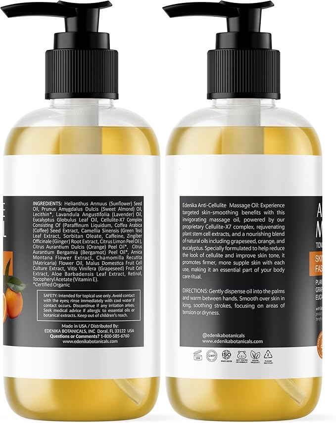 EDENIKA BOTANICALS Firming Anti Cellulite Massage Oil, Grapeseed Oil, Plant - Image 8