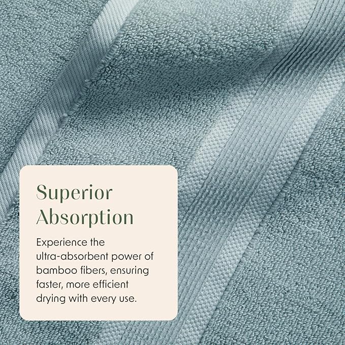 Springtree Home Luxury Bamboo Rayon Bath Towel Set 6 Piece Set | 35% Bamboo - Image 5
