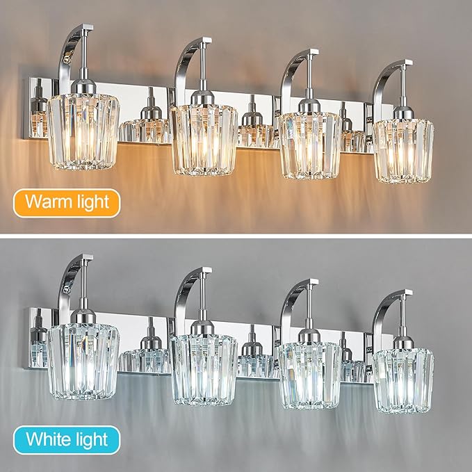 Modern Bathroom Vanity Light, 4-Light Chrome Wall Sconce - Image 5