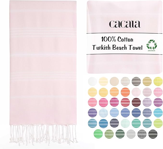 Cacala Lightweight and Thin Turkish Beach Towel 100% Cotton Sand-Free and by CACALA