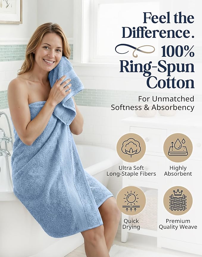 LANE LINEN 100% Cotton Bath Towels 6 Piece Set - Image 2