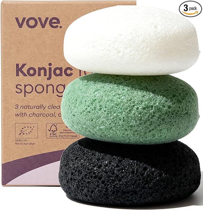 Vove Organic Konjac Facial Sponges 3-Pack by Vove
