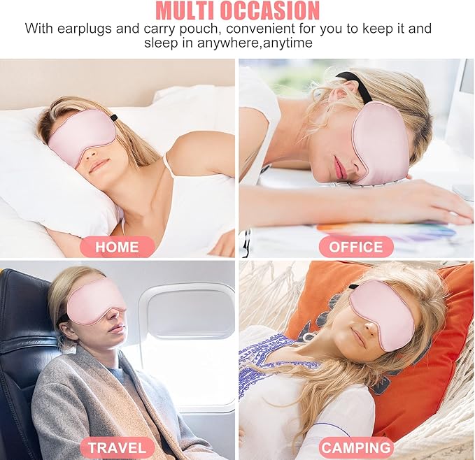 Cooling Eye Mask for Sleeping, Silk Sleep Mask w/Gel Eye Mask, Heated Eye Masks - Image 6