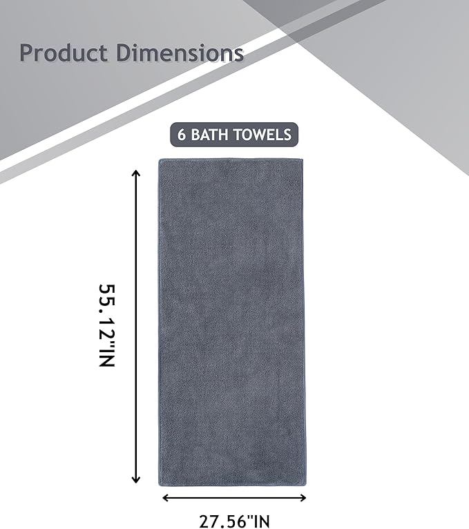 sakano 6-Piece Microfiber Bath Towel Set - Image 2