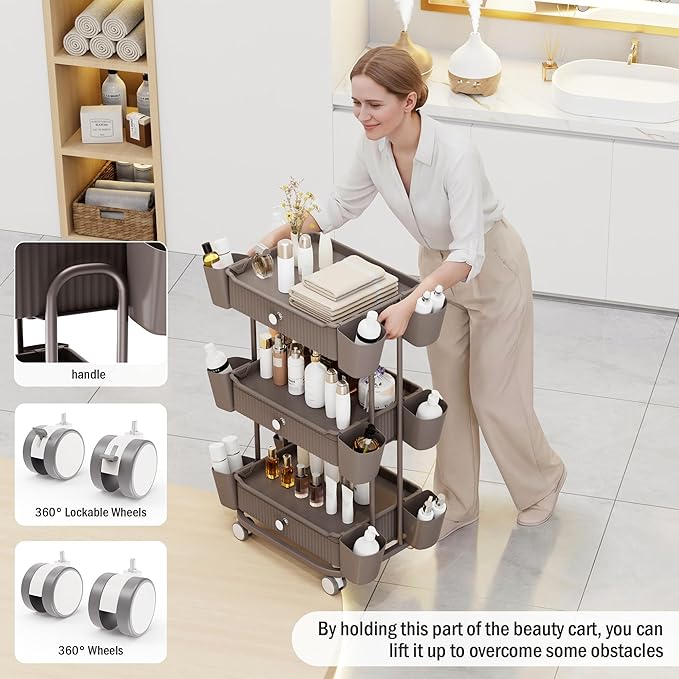 3 Tier Drawer Shelf Beauty Cart - Image 4