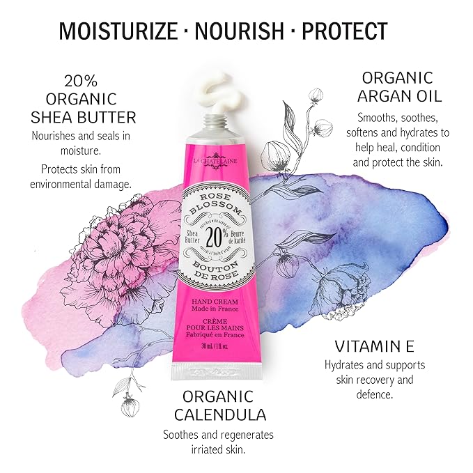La Chatelaine 20% Shea Butter Hand Cream Travel Size, Organic Argan Oil - Image 2