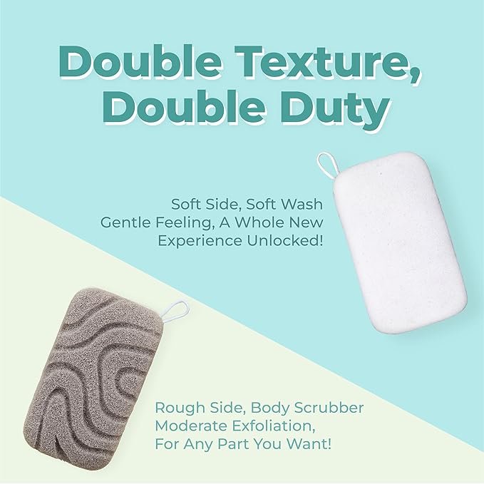myHomeBody Dual-Texture Shower Sponge, Beauty Body Scrubber Exfoliator - Image 3