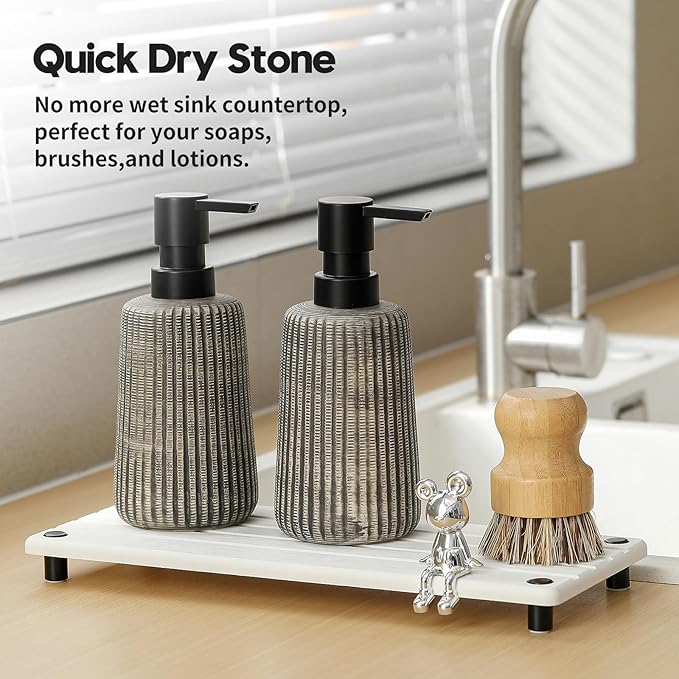 Razborci Instant Dry Sink Caddy Kitchen Sink Organizer, Quick Drying Stone Tray - Image 2