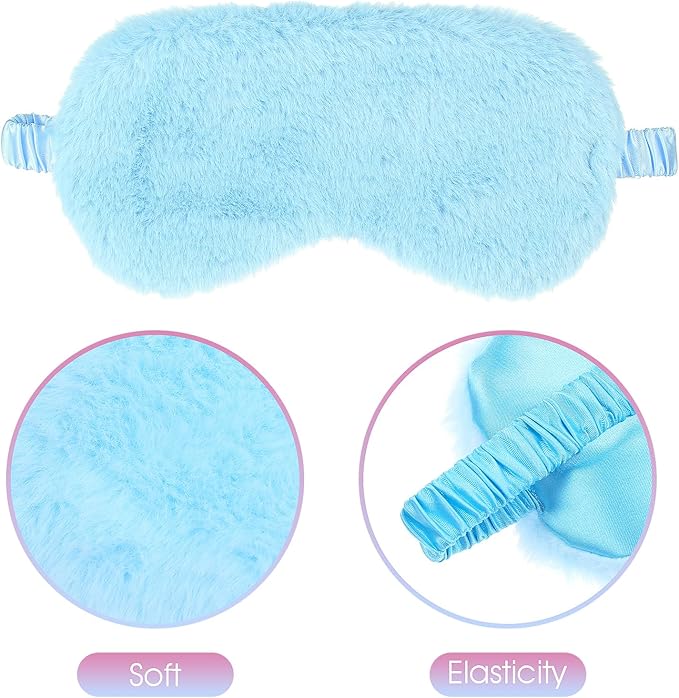 2 Pcs Plush Eye Mask Soft Sleeping Blindfold Eye Cover Comfortable Furry Faux - Image 3