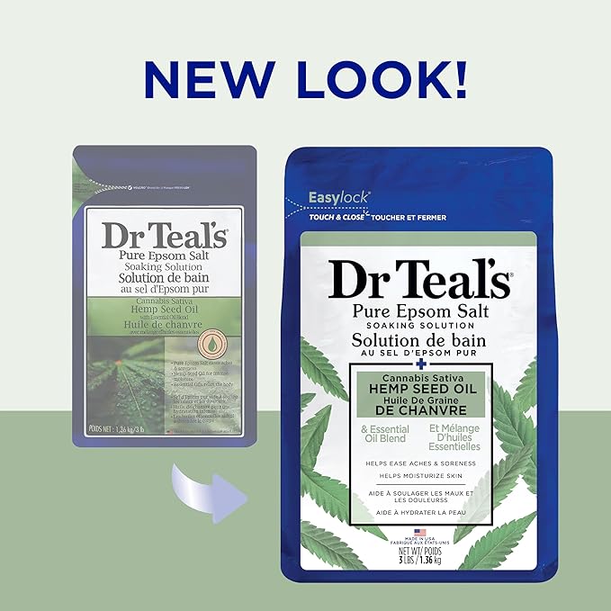 Dr Teal's Pure Epsom Magnesium Salt Soak, Cannabis Sativa Hemp Seed Oil - Image 8