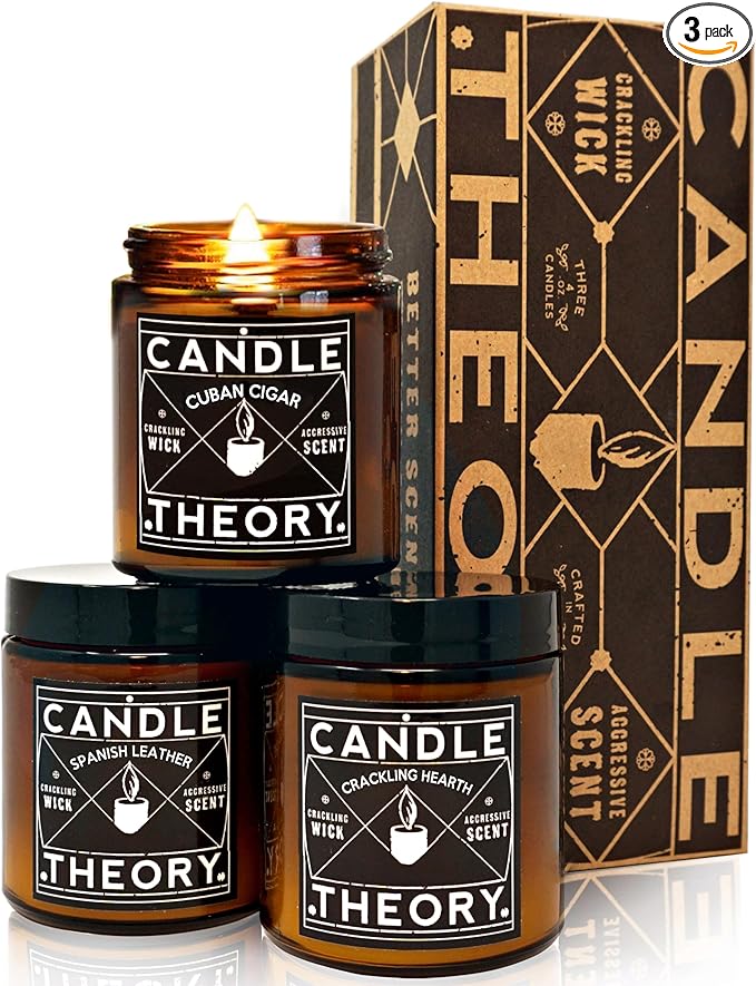 Scented Candle Gift Set of 3, 4oz Candles, Crackling Wood Wick Candled by CANDLETHEORY