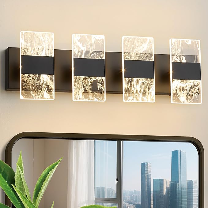 Modern LED Bathroom Light Fixtures Dimmable 4-Light Black Vanity Light by NADOSAHomeLighting