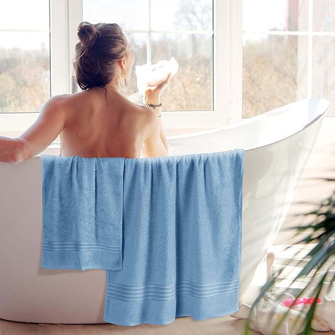 BOUTIQUO 6 Pack Cotton Towel Set, Contains 2 Bath Towels 28x55 inch, 2 Hand - Image 4