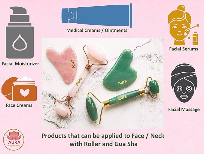 Premium Certified Luxury 100% Authentic Rose Quartz Pink Roller & Gua Sha Set - Image 6