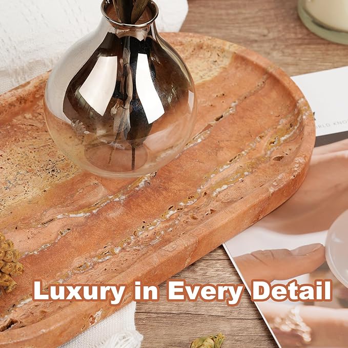 Koville Turkish Natural Travertine Tray, Countertop Organizer, Catchall - Image 7