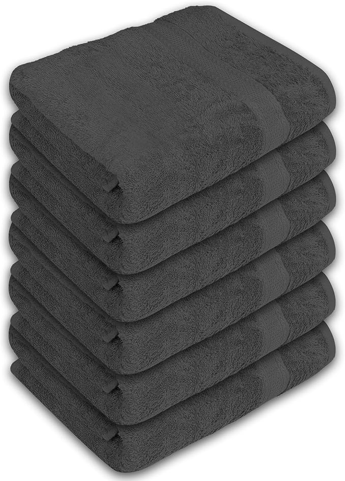 Large Bath Towels Pack of 6 – 24" x 50", 100% Cotton Terry – Soft, Quick-Dry & - Image 8