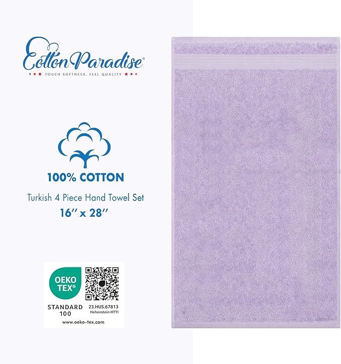 Cotton Paradise Hand Towels for Bathroom, 100% Cotton Turkish 4 Piece Hand - Image 4