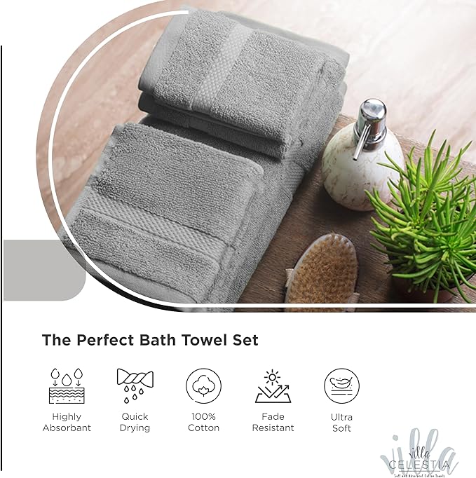 100% Cotton Bath Towel Set of 18-4 Bath Towels, 6 Hand Towels, 8 Wash Cloths - Image 3