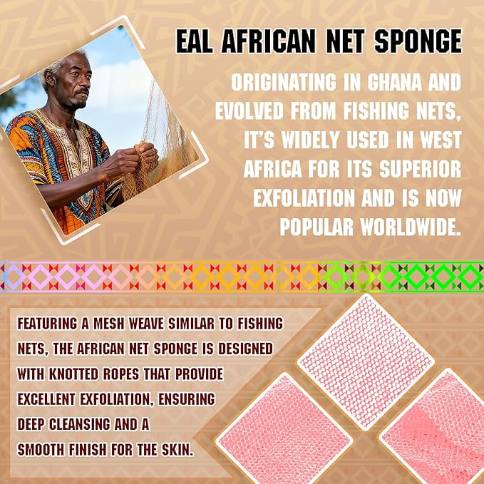 5 Pieces African Net Sponge – Deep Cleansing & Exfoliating Mesh - Image 3