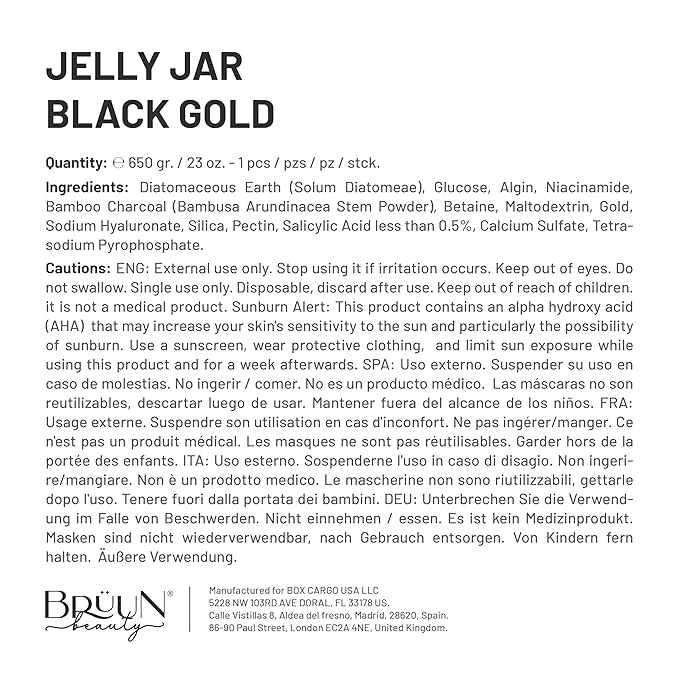 BRÜUN Jelly Mask Jar Black Gold Salicylic AC BHA Peel-Off Face Care Rubber Mask - Image 7