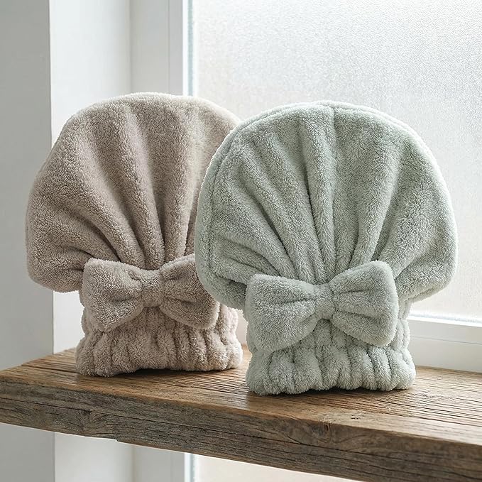 Microfiber Hair Towel Wrap for Women, Quick Drying Anti Frizz Hair Turban by Unknown