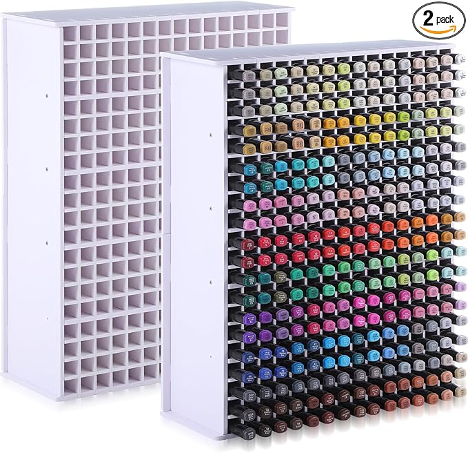 2 Pack Marker Storage Organizer, 600 Slots Total Art Supply Holder by Sunnychicc