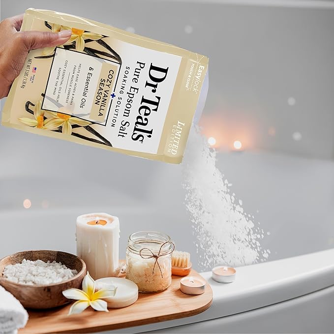 Dr Teal's Epsom Salt Magnesium Soak, Limited Edition Cozy Vanilla Season - Image 7