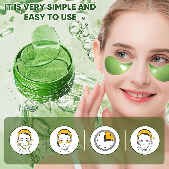 Aero Zen Aloe Vera Eye Mask- 60 PCS Aloe Vera Under Eye Patches-Under Eye - Image 2
