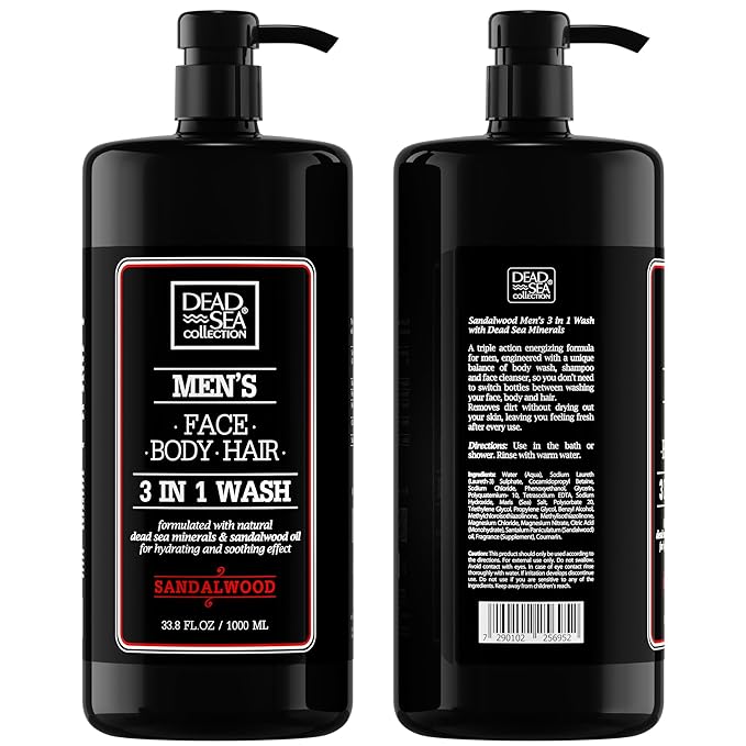 Dead Sea Collection Sandalwood Men’s Body Wash – 3 in 1 Body Wash - Image 8