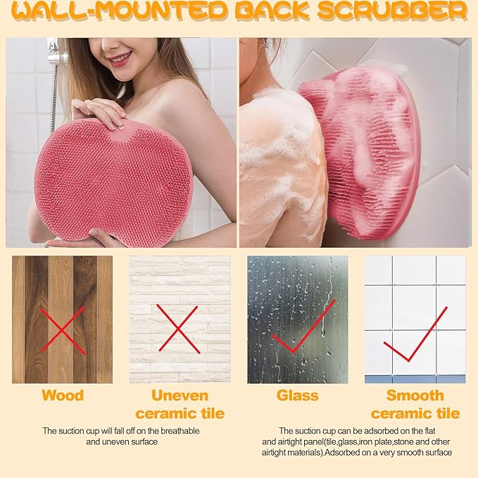 Shower Foot Scrubber, Wall Mounted Bath Massage Pad, Back Scrubber Back - Image 4