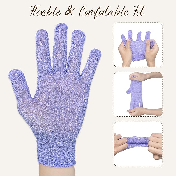 4 Pairs Exfoliating Gloves for Shower, Shower Gloves, Body Scrubber, Korean - Image 6