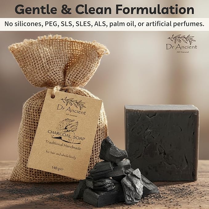 Dr. Ancient Natural Charcoal Soap Bar Traditional Way Handcrafted Charcoal - Image 8
