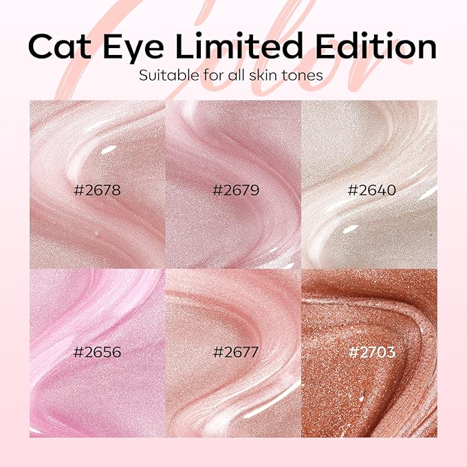modelones Cat Eye Gel Nail Polish, 6 Colors Nude Gel Polish Pink Glitter Brown - Image 6