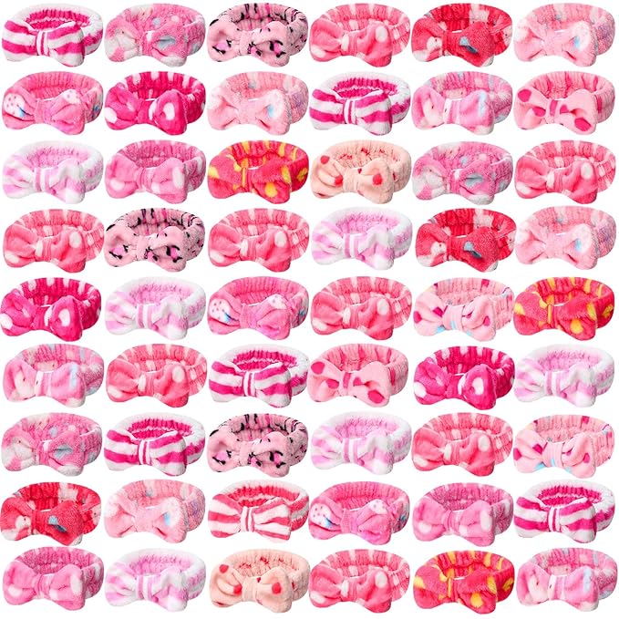 Tigeen 52 Pieces Spa Headband for Washing Face Bulk Soft Coral Fleece Skincare by Tigeen