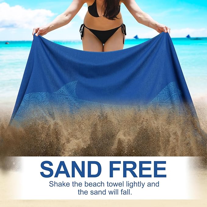 Genovega Oversized Cotton Turkish Beach Towels 72"x36" Lightweight Quick Dry - Image 3