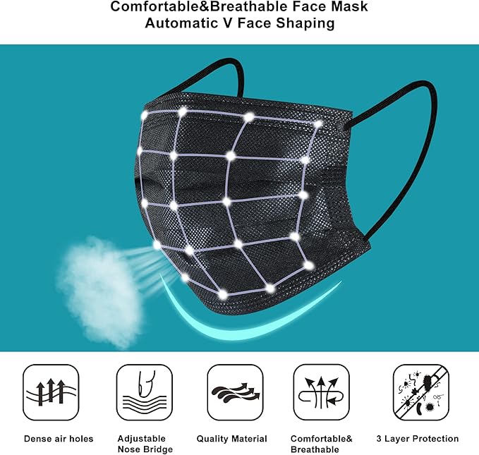 akgk 50Pcs Disposable Face Masks, 3 Ply Disposable Masks - Image 4