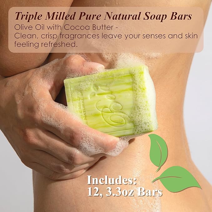 BELA Olive Oil and Cocoa Butter Soap, 3.3 OZ Pack of 12, Long Lasting French - Image 2