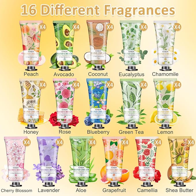 KONEUK 64 Pack Moisturizing Hand Cream Set, Mothers Day Gifts - Image 3