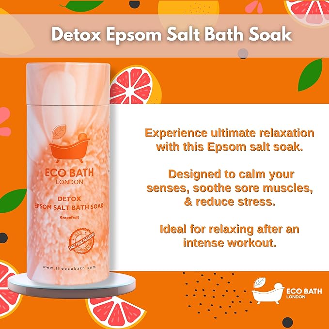 Eco Bath London Detox Epsom Salt Bath Soak – Tube 2.2 LB | Made in UK | - Image 2