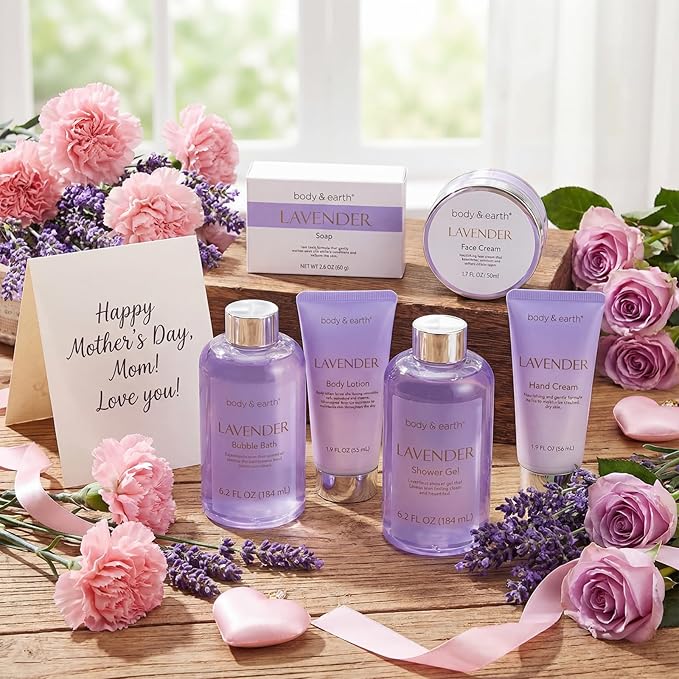 Spa Gifts for Women, Lavender Gift Set, Body & Earth 6 Pcs Bath Gift Sets - Image 2