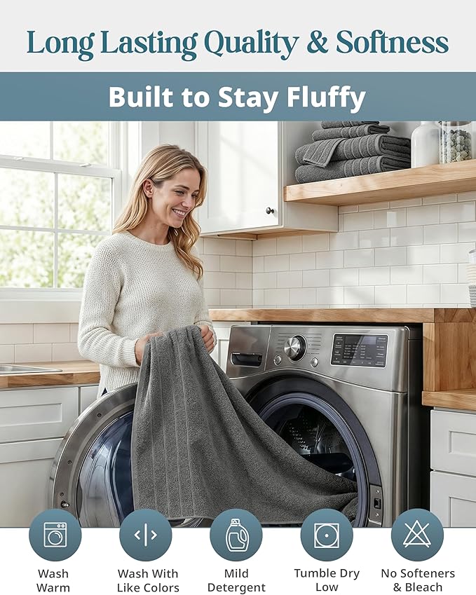 100% Cotton Bath Towels Set of 24 – 2 Bath Sheets, 2 Large Bath Towel, 2 Gym - Image 8
