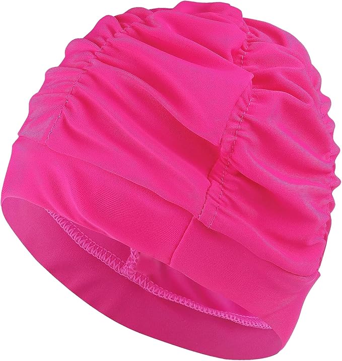 Swim Caps for Women Swimming, Comfort Pleated Swimming Cap for Long Hair by PICKAHAT