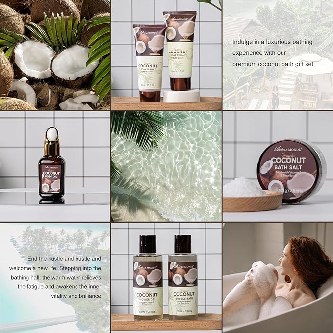 Spa Gift Basket for Women, Coconut Bath and Body Gift Basket - Image 4