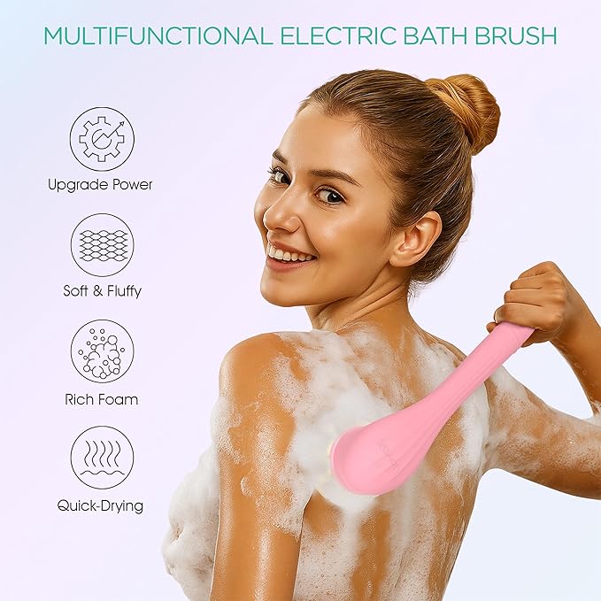 VOYOR Electric Body Brush Back Scrubber Silicone Body Scrubber Two-Way Rotating - Image 2