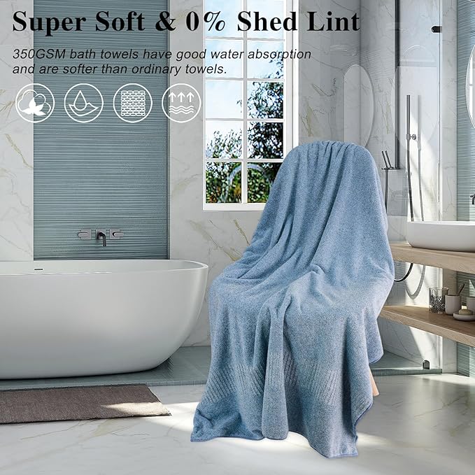 SEISSO Large Bath Towels Set of 4-35 x 63 Inches Super Absorbent & Lightweight - Image 4