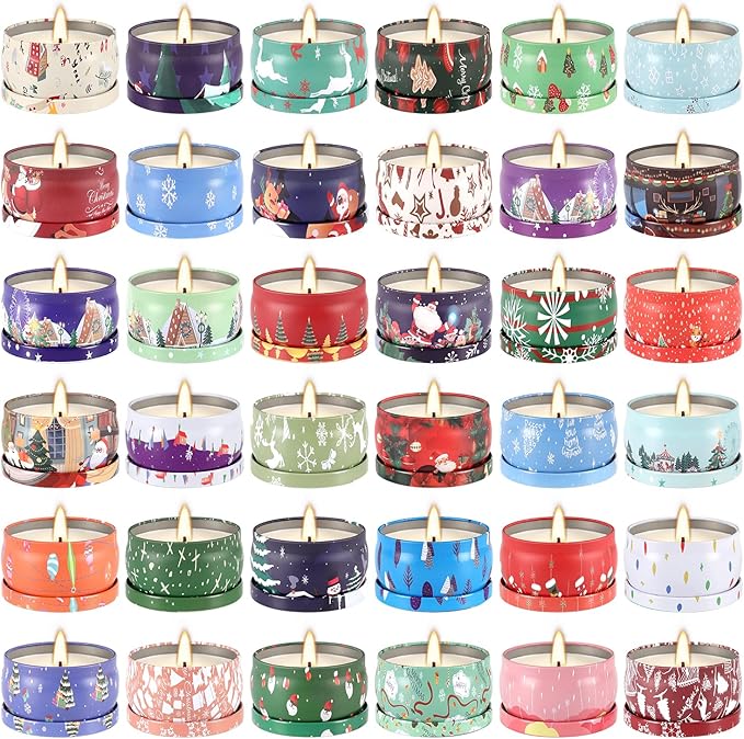 36 Packs Christmas Scented Candles Gift- Aromatherapy Candle-2.5oz Soy Wax-Long - Image 2